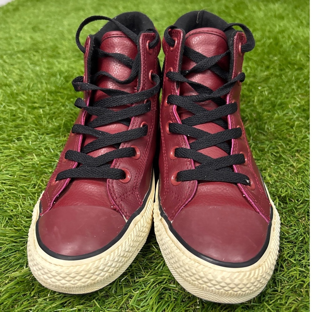 Converse Chuck Taylor All Star Street Boot Kids Size 4.5 Burgundy Leather Good